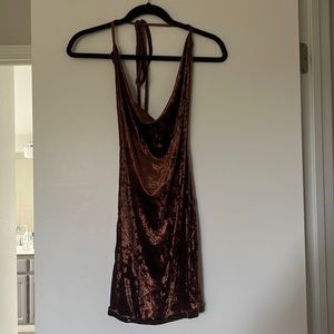 Brown velvet low back dress